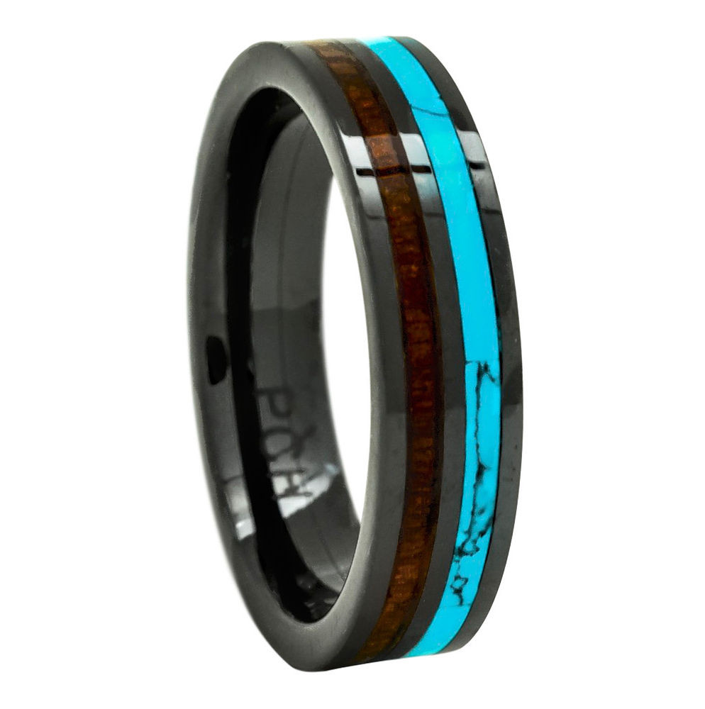 Ceramic Wedding Rings
 Men s Women s Wedding Rings Black Ceramic Band Koa Wood