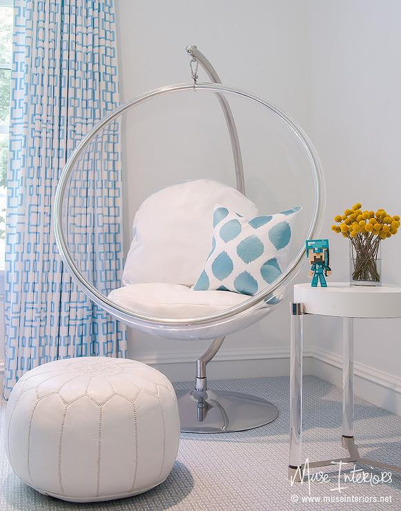 Chair For Teenage Girl Bedroom
 White and Blue Girl Room with Eero Aarnio Hanging Bubble