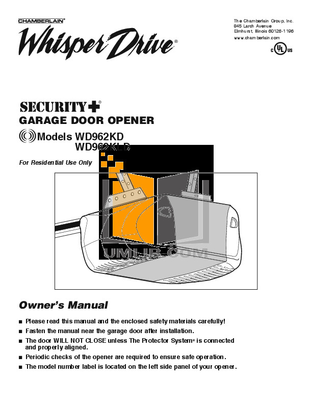 Chamberlain Garage Door Manuals
 Download free pdf for Chamberlain 1000E Garage Door