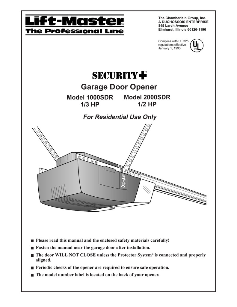 Chamberlain Garage Door Manuals
 Chamberlain 1000SDR 1 3 HP Garage Door Opener User Manual