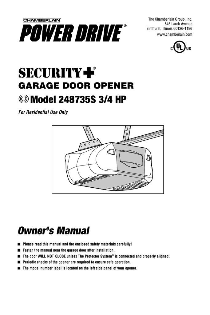 Chamberlain Garage Door Manuals
 Chamberlain Garage Door Opener Model Hd900d Manual