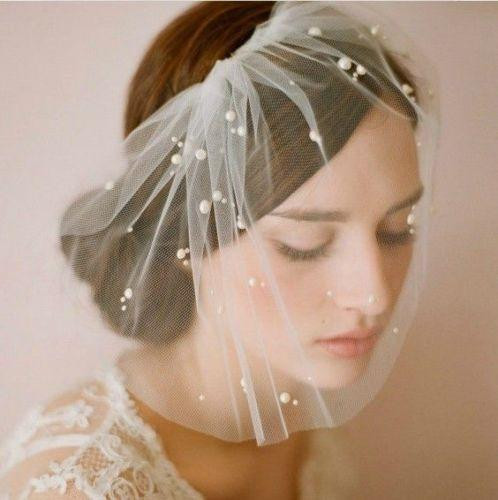 Cheap Birdcage Wedding Veils
 New Arrival Cheap Wedding Veils Blusher Tulle Beads