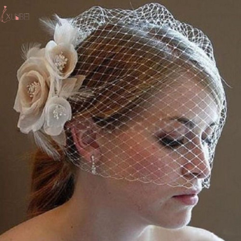 Cheap Birdcage Wedding Veils
 New Short Flower Wedding Veil With b Bridal Birdcage