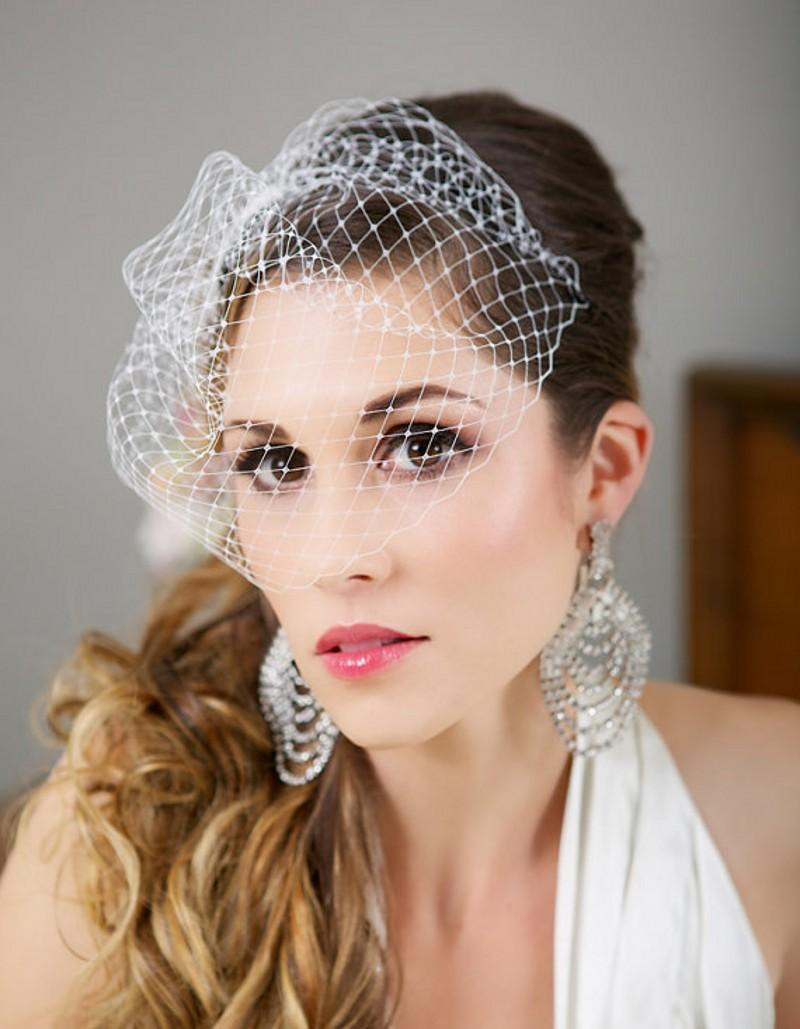 Cheap Birdcage Wedding Veils
 2014 Mini Birdcage Veil White Ivory Champagne Wedding