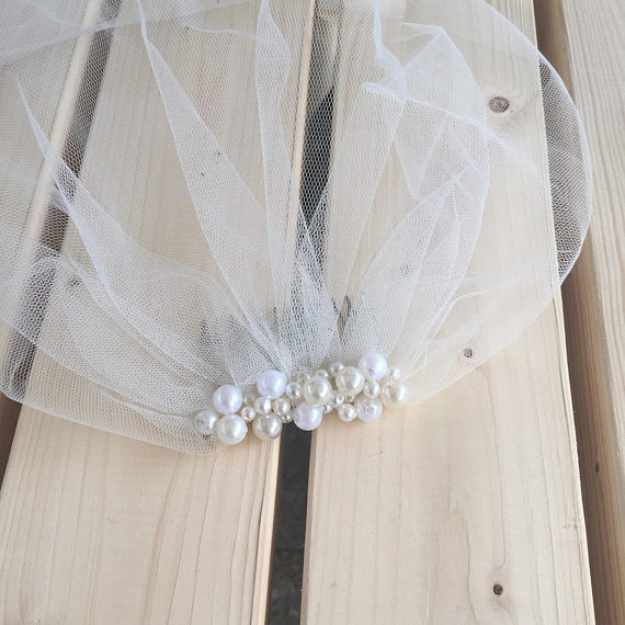 Cheap Birdcage Wedding Veils
 Hand made cheap birdcage veil pearls wedding veil with