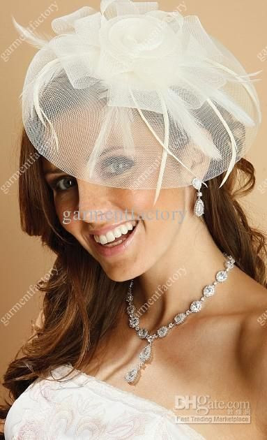 Cheap Birdcage Wedding Veils
 Wholesale Ivory Birdcage Veil Bridal Veil Hats with