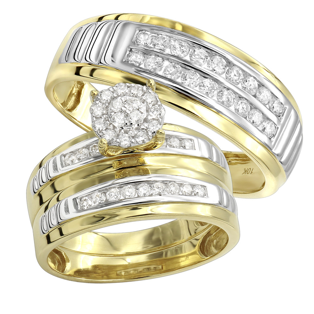 Cheap Wedding Band Sets
 10k Gold Cheap Diamond Engagement Ring and Wedding Bands