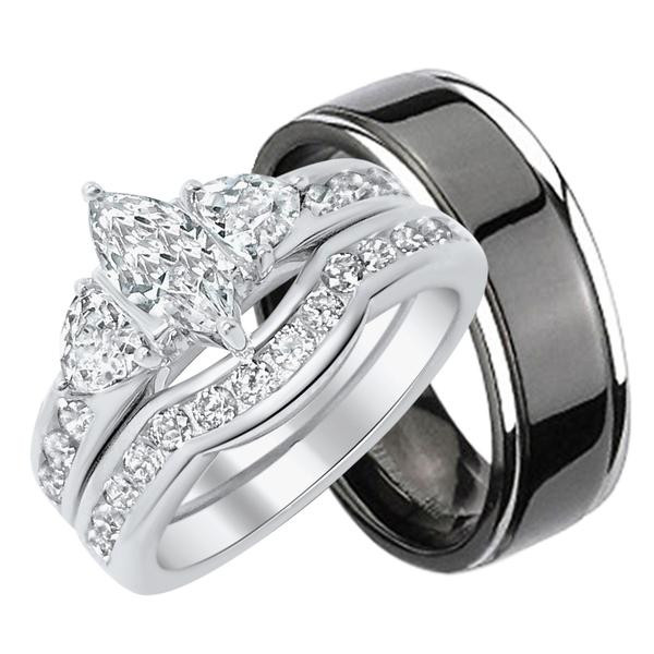 Cheap Wedding Rings For Her And Him
 CZ Wedding Ring Sets Engagement Rings Matching His Her