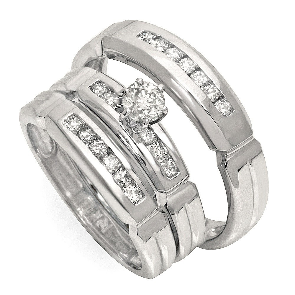 Cheap Wedding Rings For Her And Him
 Luxurious Trio Marriage Rings Half Carat Round Cut Diamond