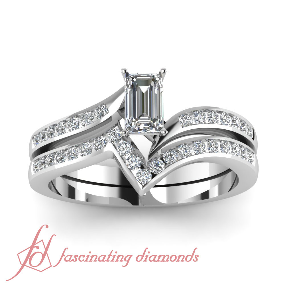 Cheap Wedding Rings Sets
 Emerald Cut 0 65 Ct Diamond Cheap Wedding Rings Set For