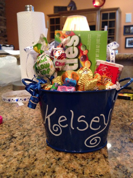 Cheer Coach Gift Basket Ideas
 Cheer small tin personalized & filled with candy for our