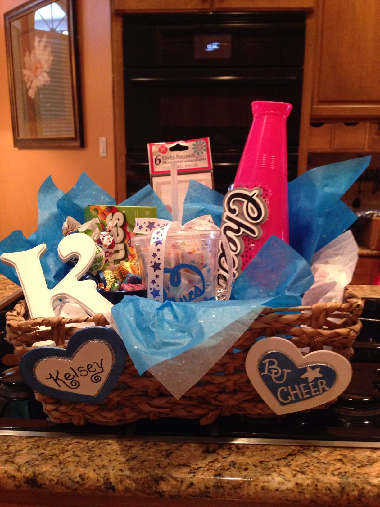 Cheer Coach Gift Basket Ideas
 Cheer Gift Baskets Turned out super cute