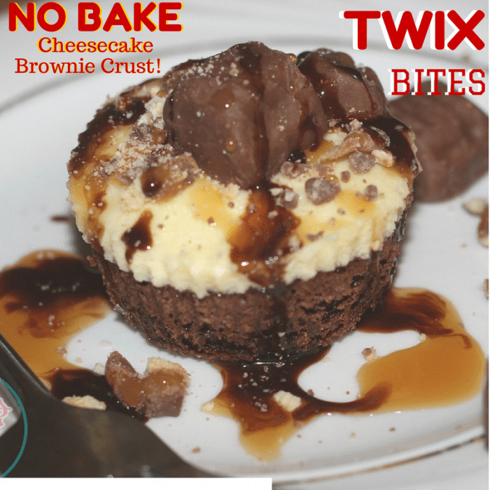 Cheesecake Bites Recipe No Bake
 No Bake TWIX Cheesecake Bites with Brownie Crust Recipe