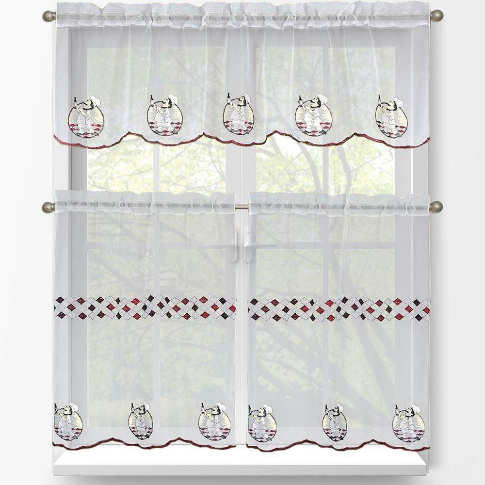 Chef Kitchen Curtains
 Window Elements Sheer Happy Chef Embroidered 3 Piece