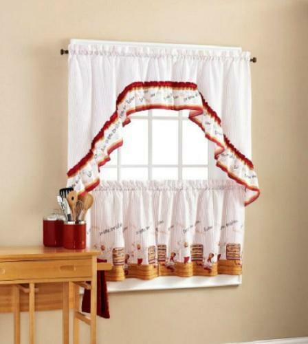 Chef Kitchen Curtains
 FAT CHEF BISTRO Red White KITCHEN CURTAINS TIERS & SWAG