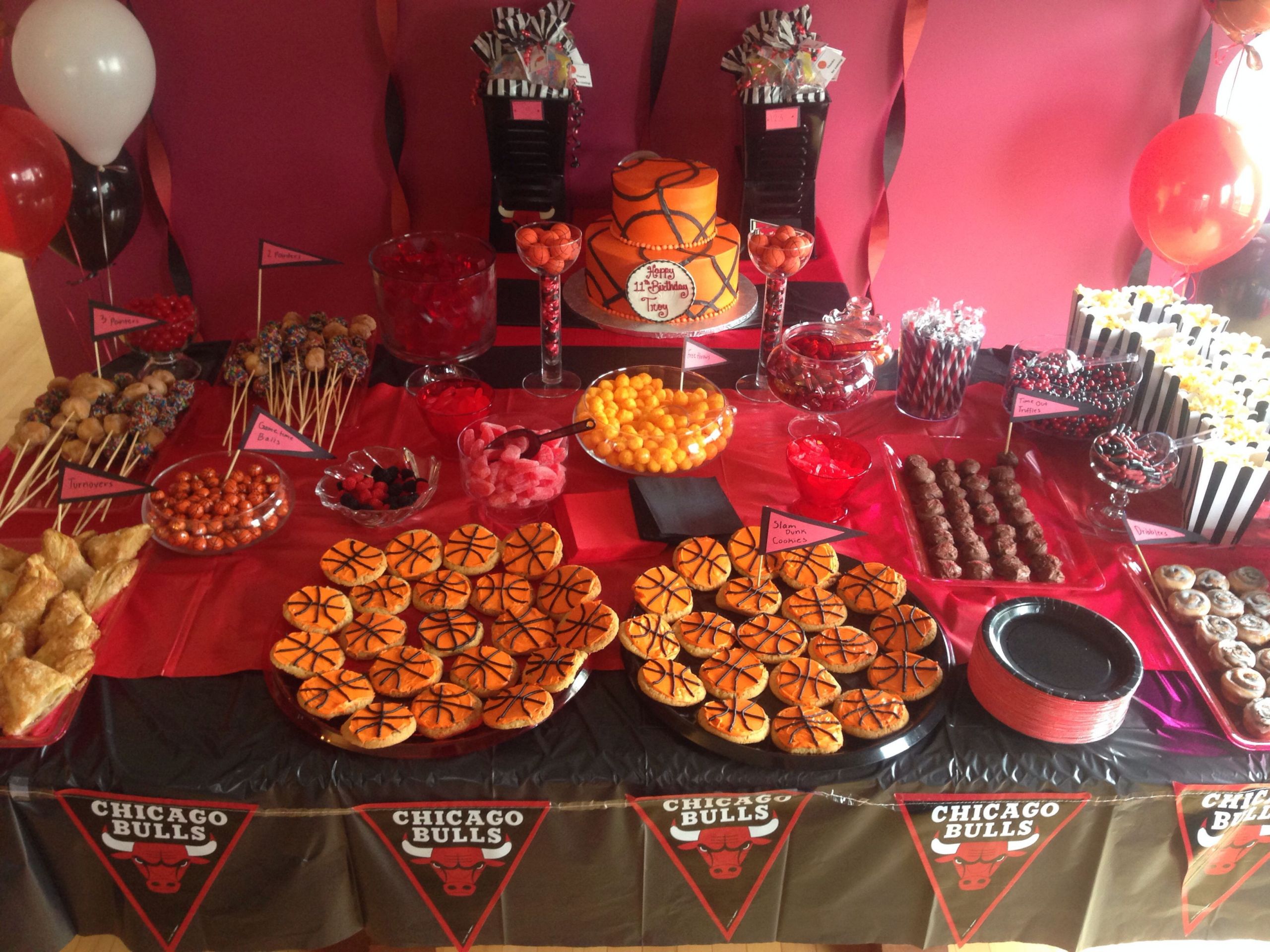 Chicago Birthday Party Ideas
 Chicago Bulls Basketball birthday party dessert table