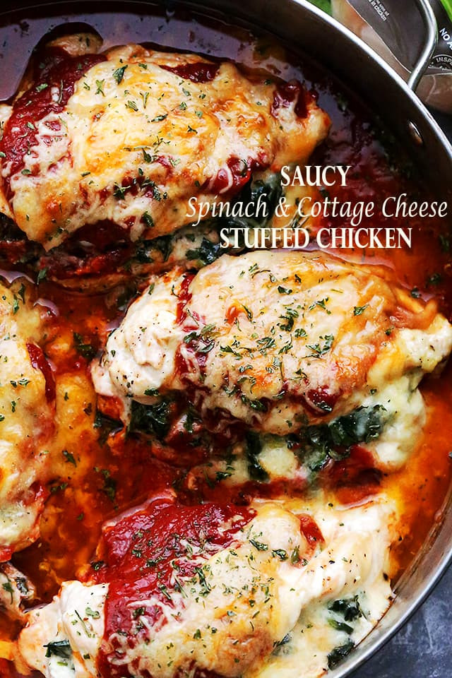 Chicken Breasts Stuffed With Spinach And Cheese
 Saucy Spinach and Cottage Cheese Stuffed Chicken Maria s