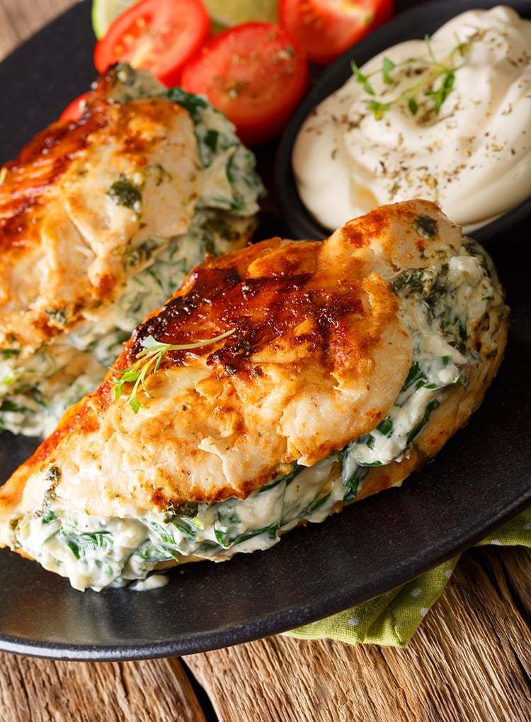 Chicken Breasts Stuffed With Spinach And Cheese
 Pan Fried Spinach & Cream Cheese Stuffed Chicken Breasts