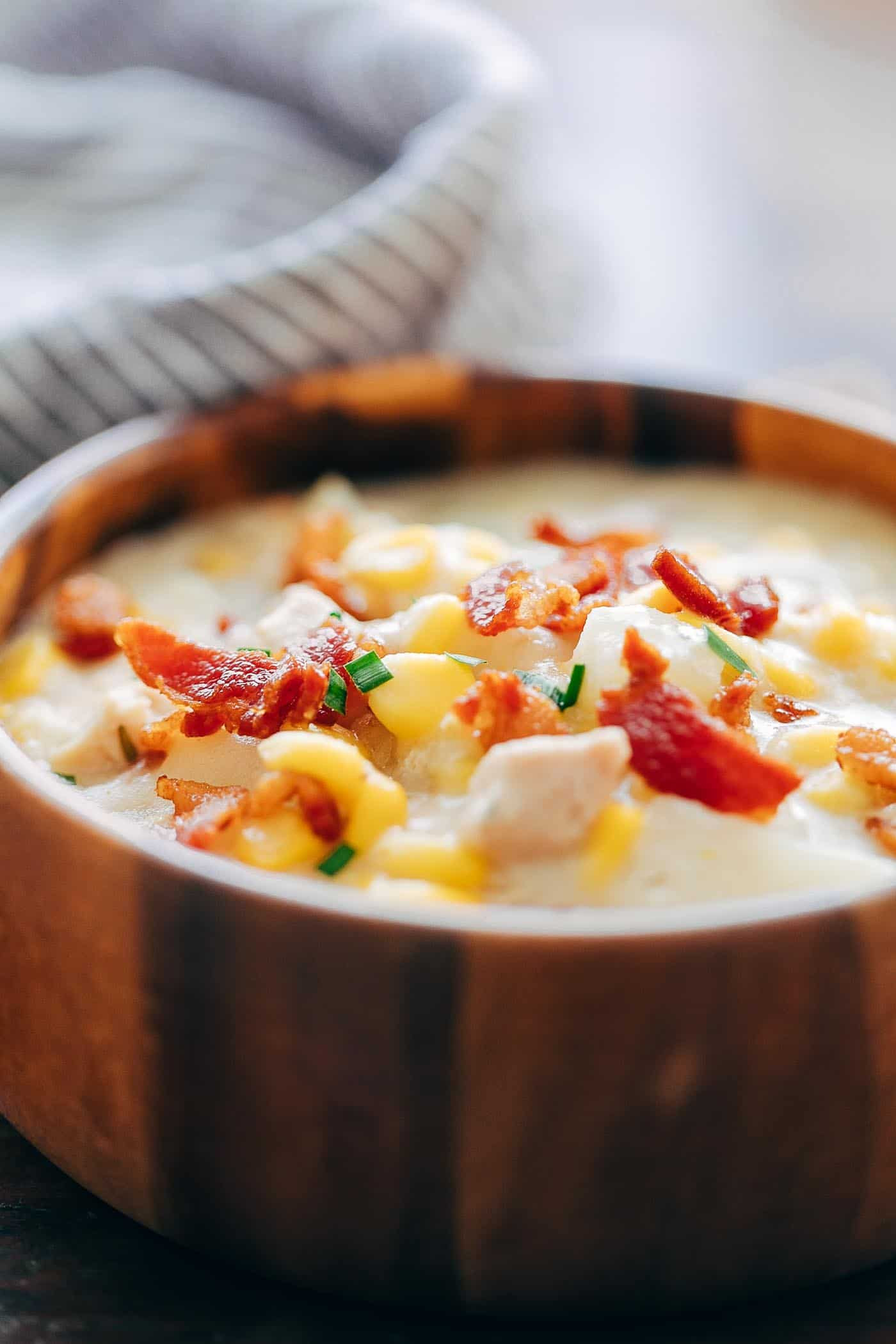 Chicken Chowder Soup
 Instant Pot Chicken Potato Corn Chowder with Bacon