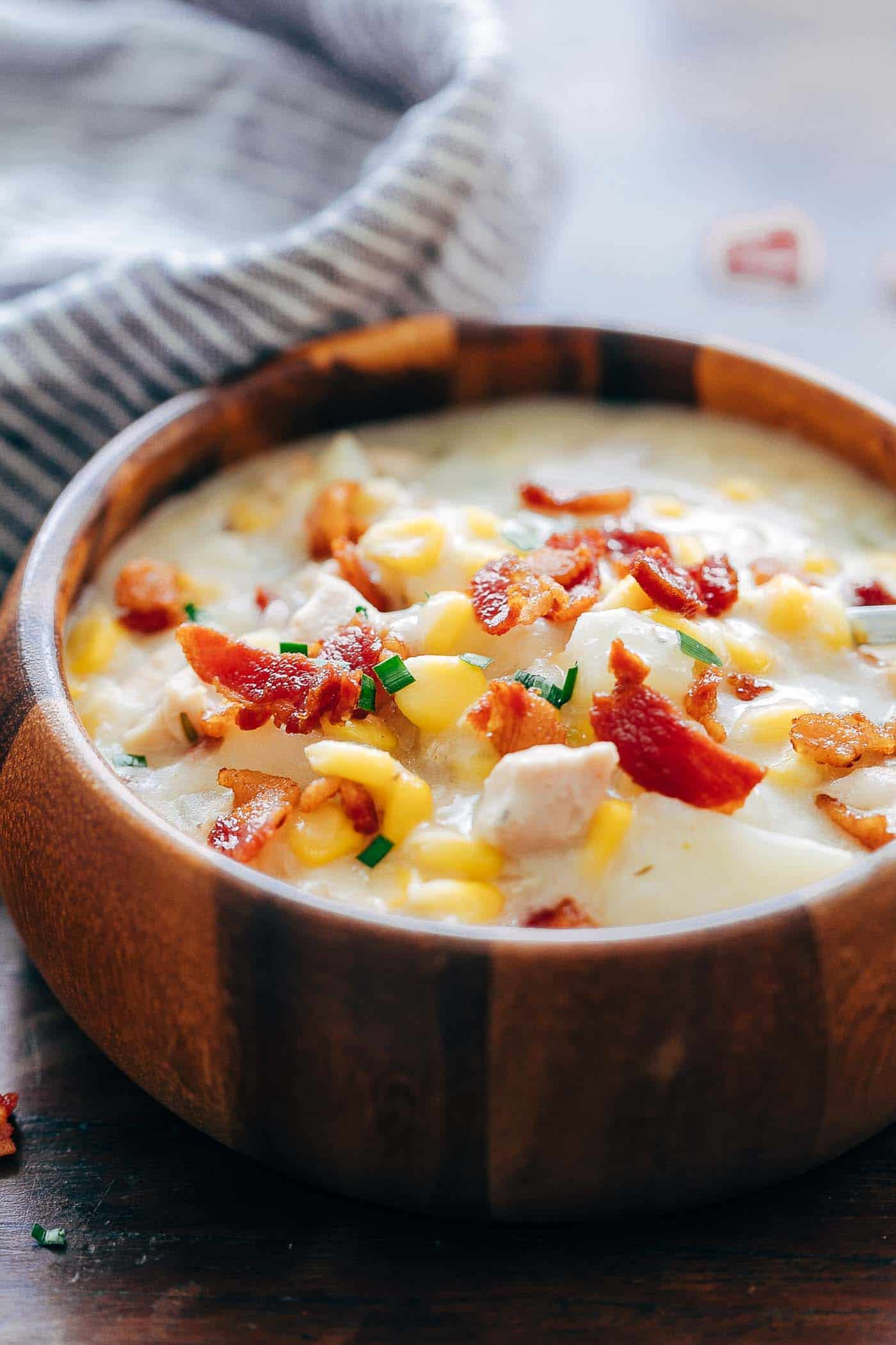 Chicken Chowder Soup
 Instant Pot Chicken Potato Corn Chowder with Bacon