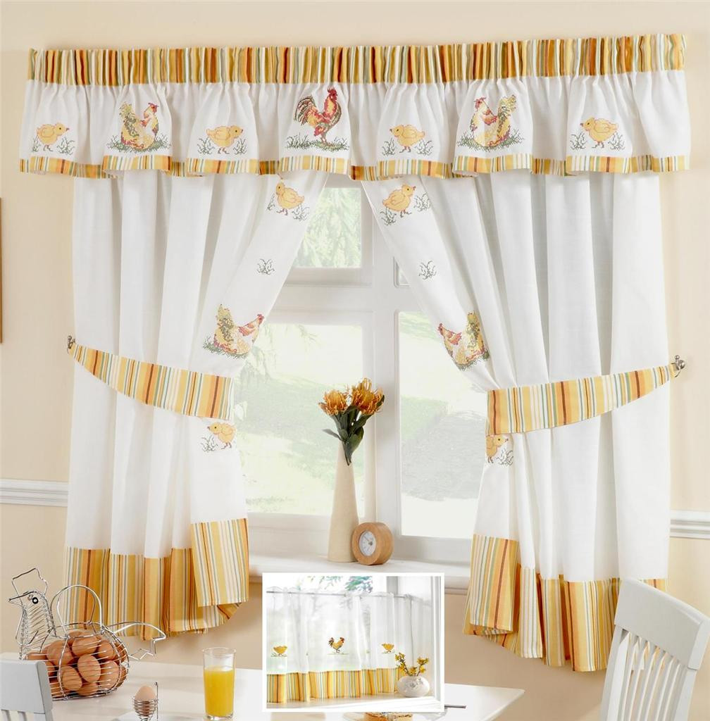 Chicken Kitchen Curtains
 CHICKENS & ROOSTERS VOILE CAFE NET CURTAIN PANEL KITCHEN