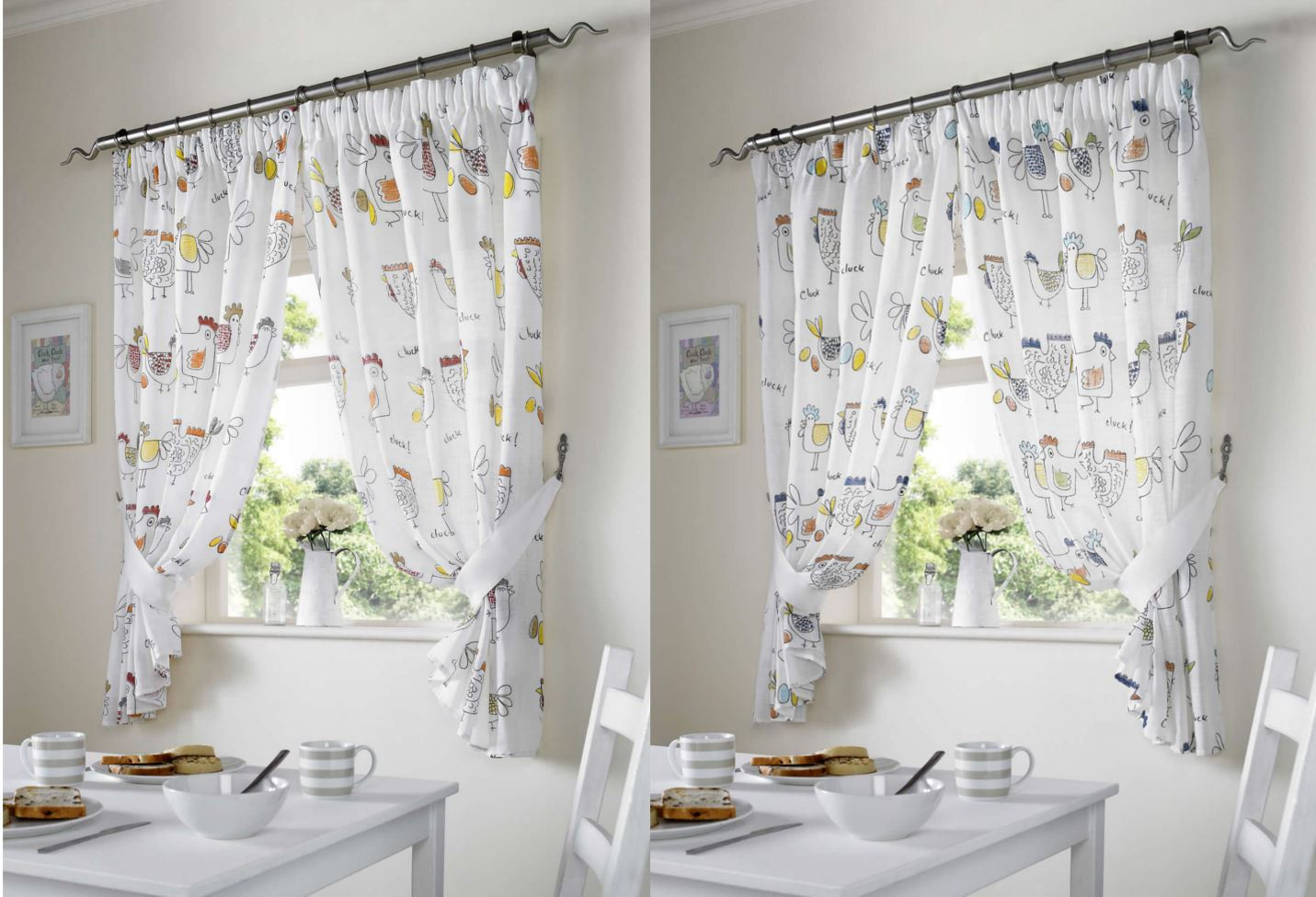 chicken design kitchen curtains