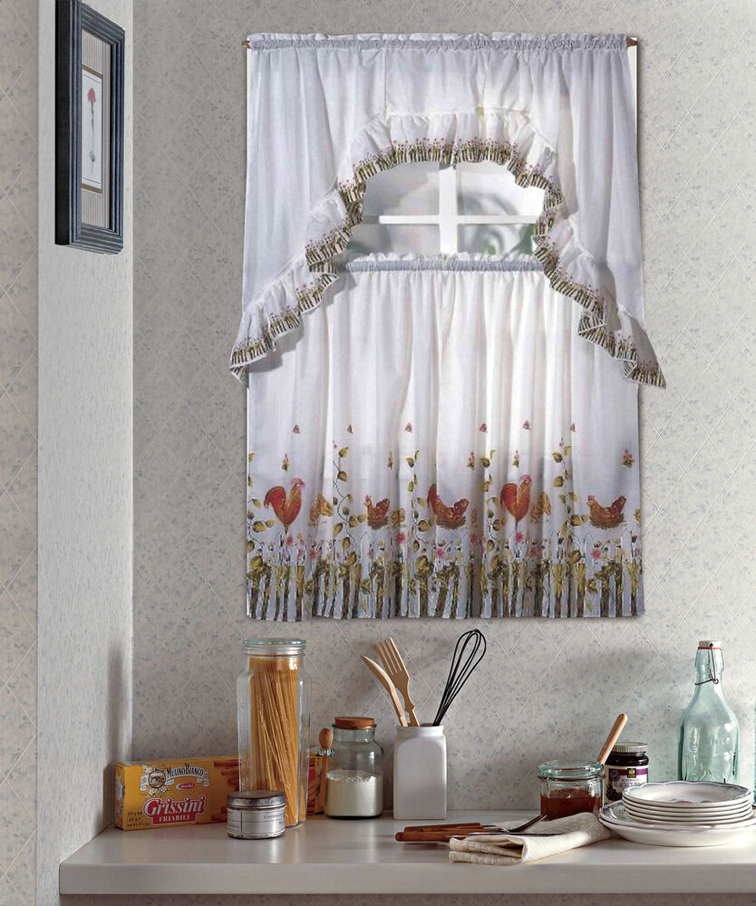 Chicken Kitchen Curtains Lovely Rooster Plete Tier Amp Swag Set Kitchen Curtain Set Of Chicken Kitchen Curtains 