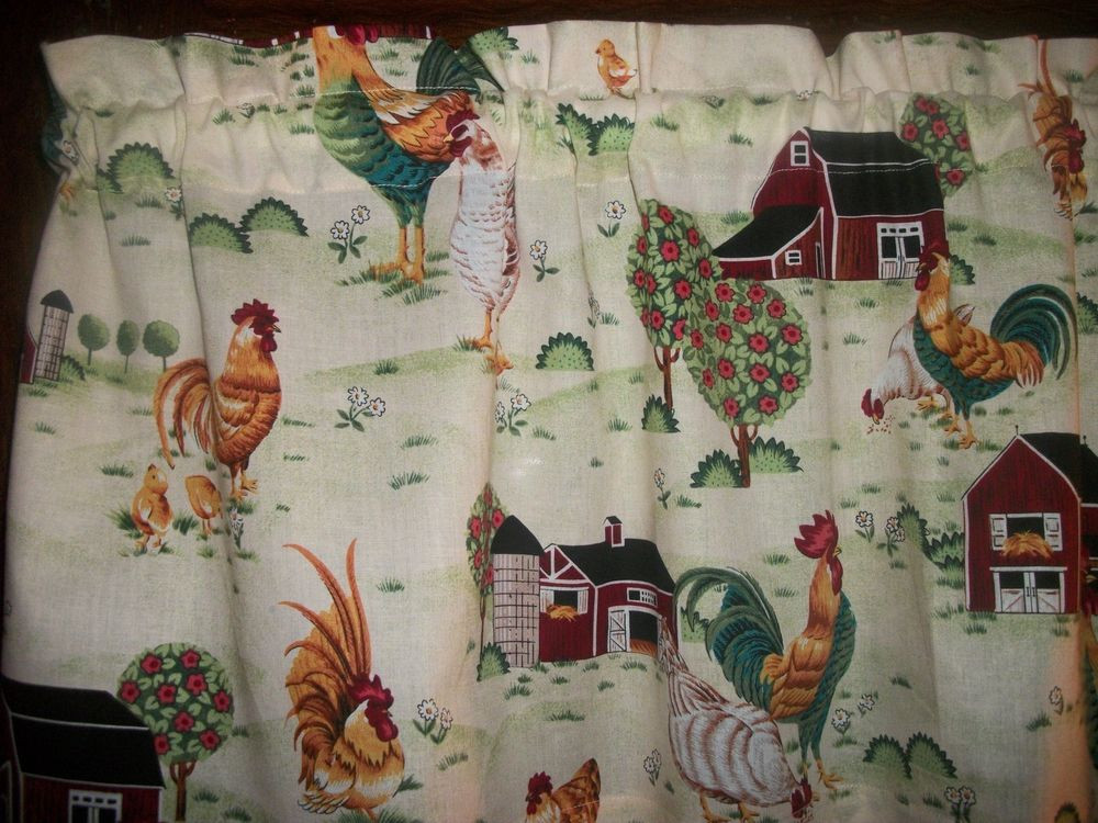 chicken design kitchen curtains