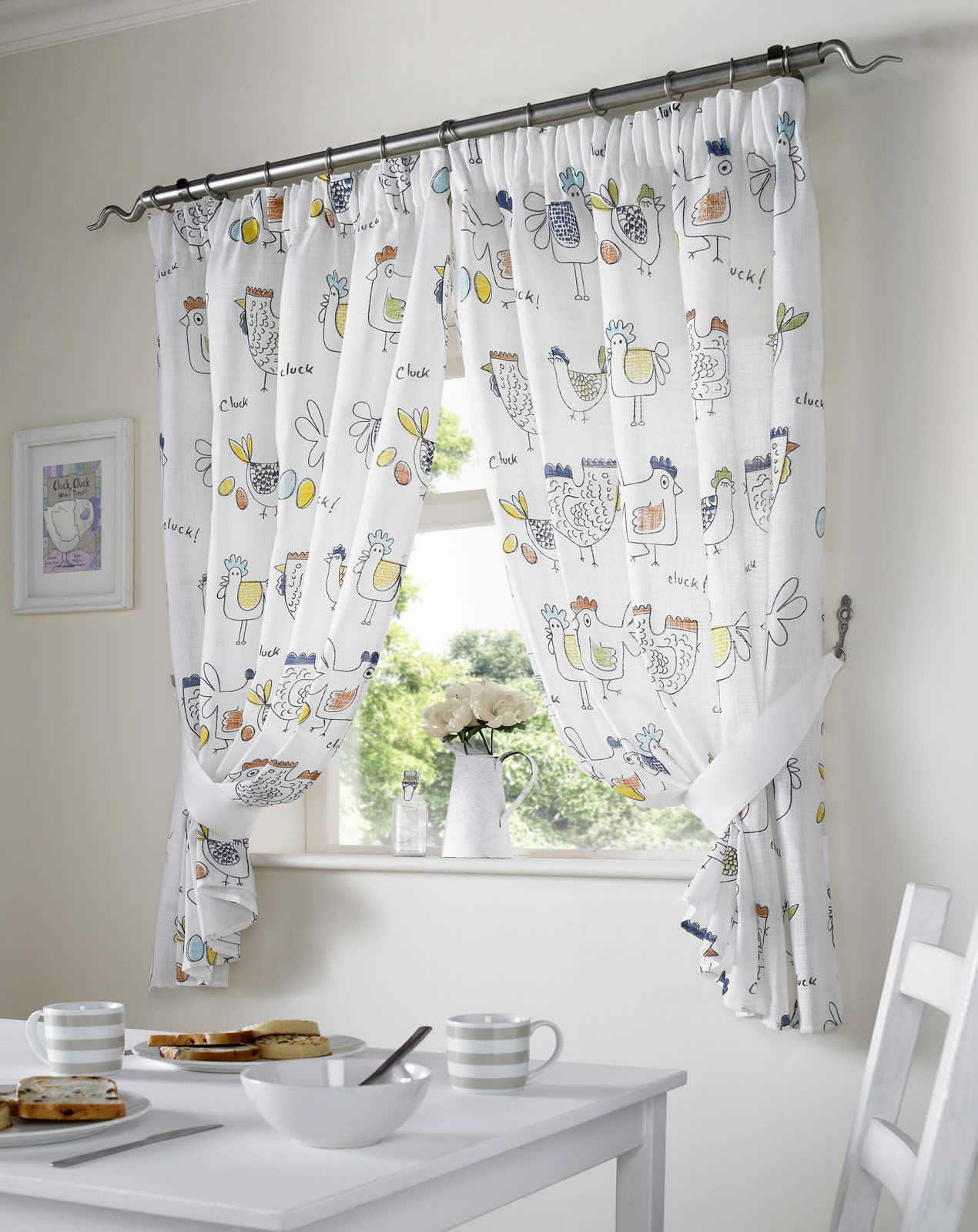 Chicken Kitchen Curtains
 CHICKENS ROOSTER COUNTRY STYLE KITCHEN CURTAIN SET WINDOW