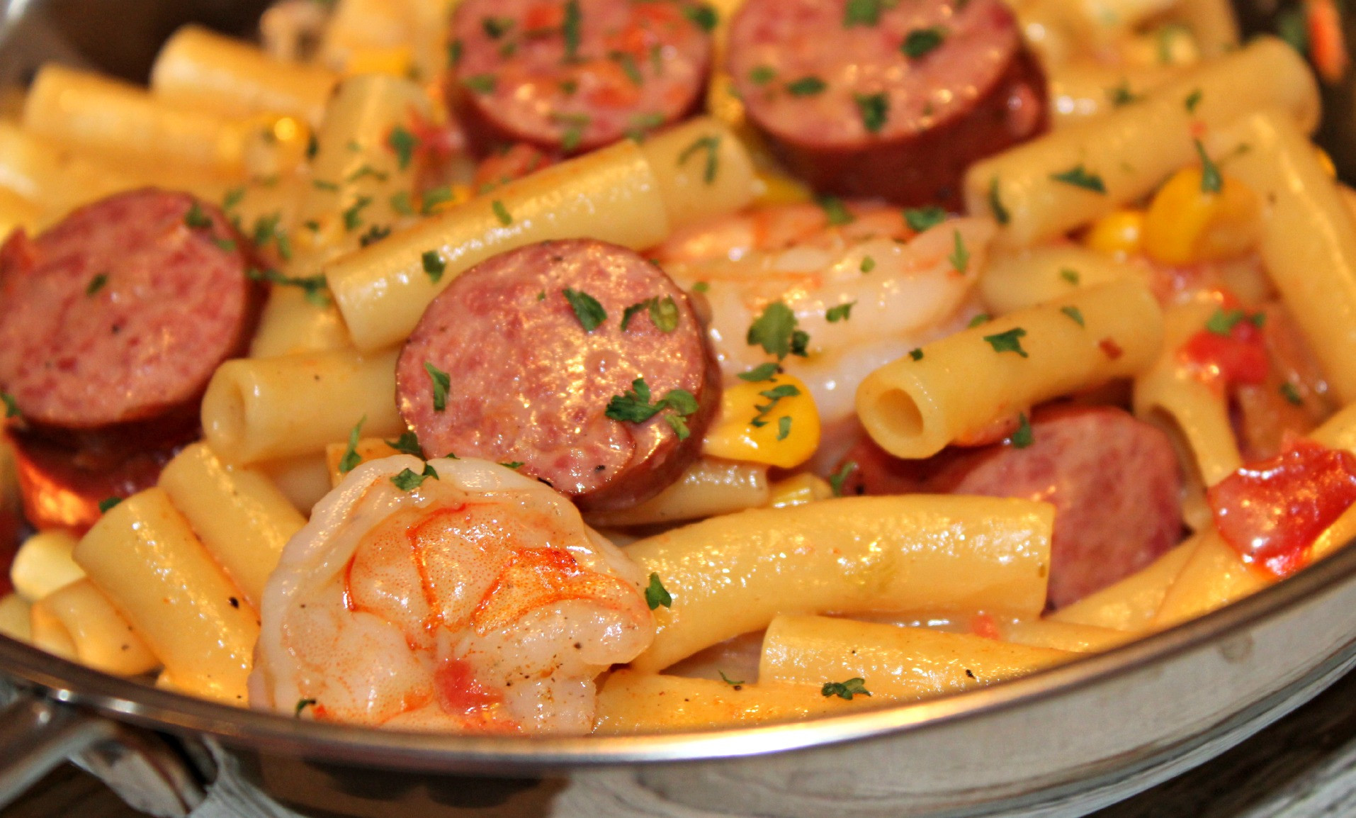 Chicken Shrimp Sausage Pasta
 Spicy Sausage and Shrimp Pasta addicted to recipes