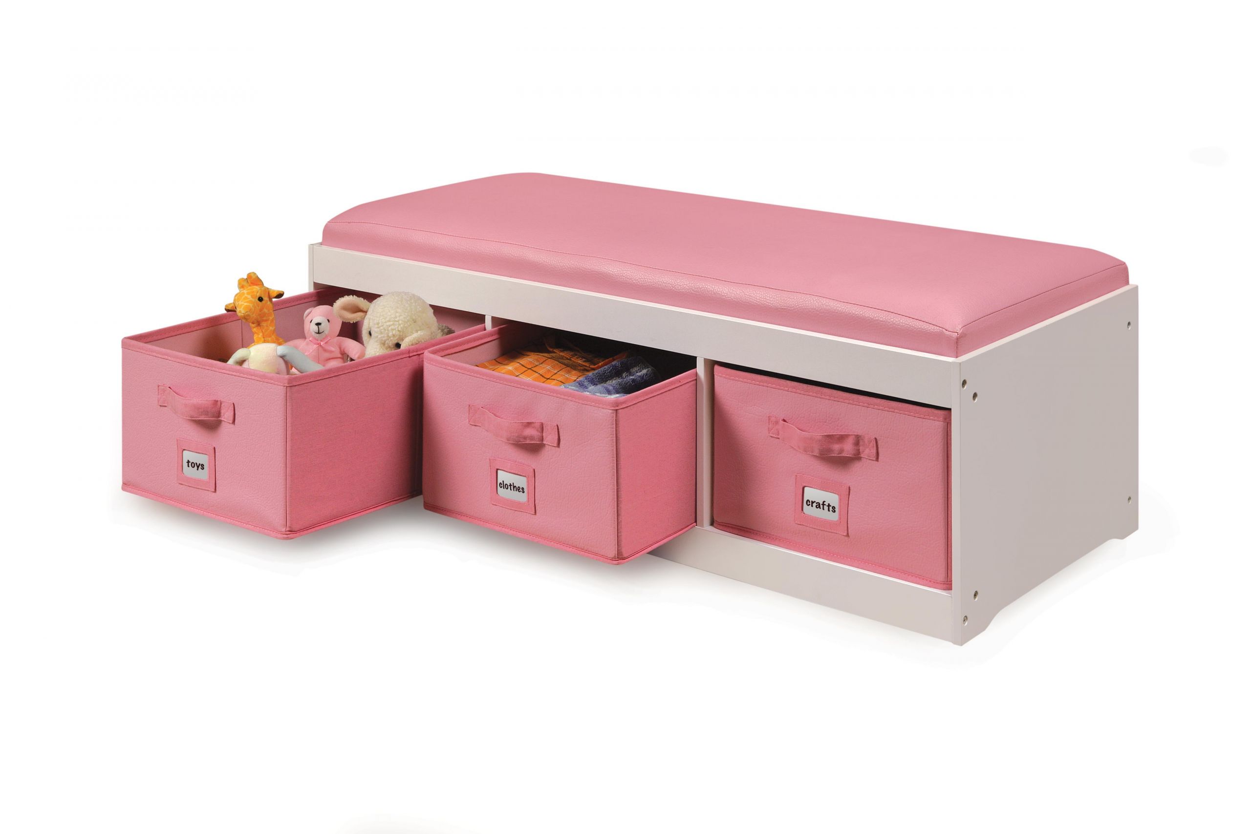 Child Storage Bench
 Amazon Kid s Cushioned Storage Bench with 3 Basket