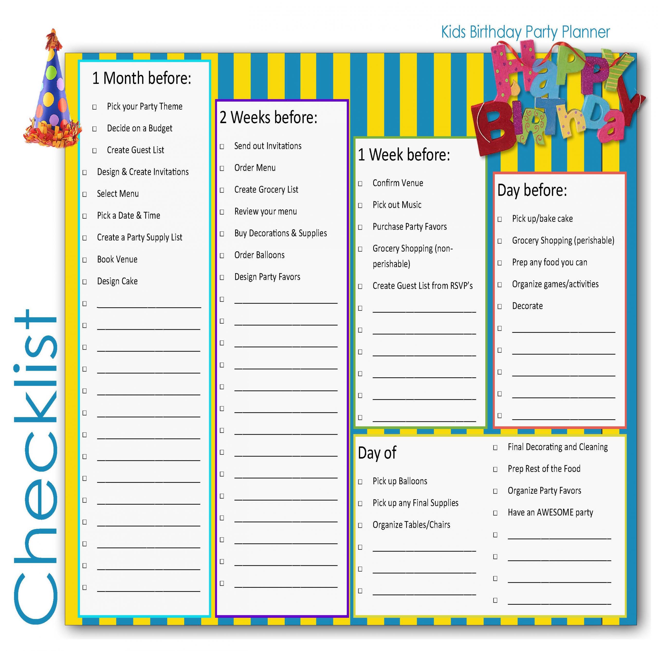 Children Party Planning
 26 Life easing Birthday Party Checklists