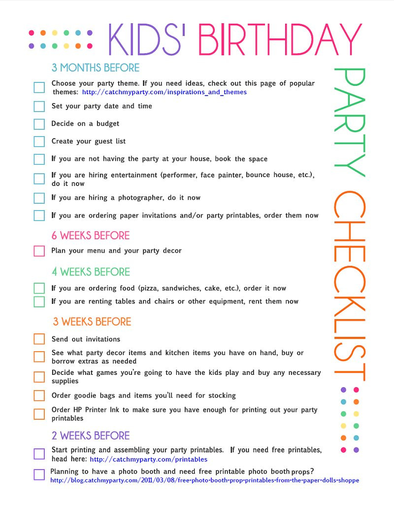 Children Party Planning
 FREE Printable Kids Party Planning Checklist