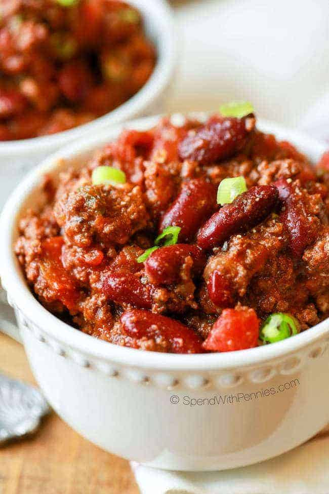 Chili Recipes Crock Pot Ground Beef
 Easy Crock Pot Chili Recipe Spend With Pennies