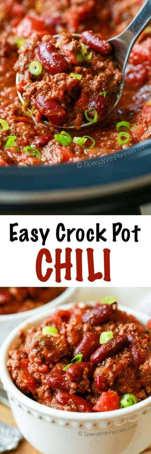 Chili Recipes Crock Pot Ground Beef
 Easy Crock Pot Chili Recipe Spend With Pennies