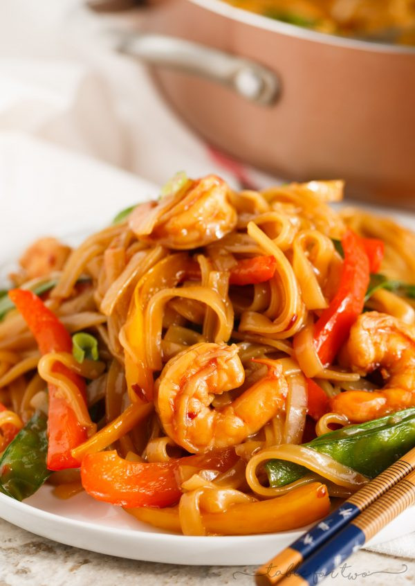 Chinese Noodles With Shrimp
 Ginger Garlic Shrimp Noodle Stir Fry Table for Two by