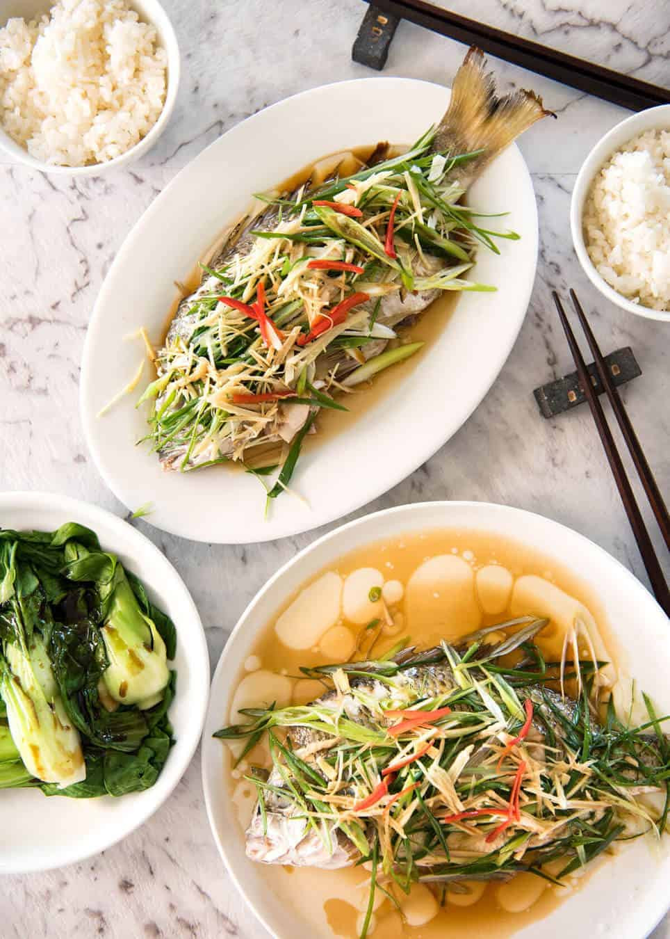 Chinese Steamed Fish Recipes
 Chinese Steamed Fish with Ginger Shallot Sauce