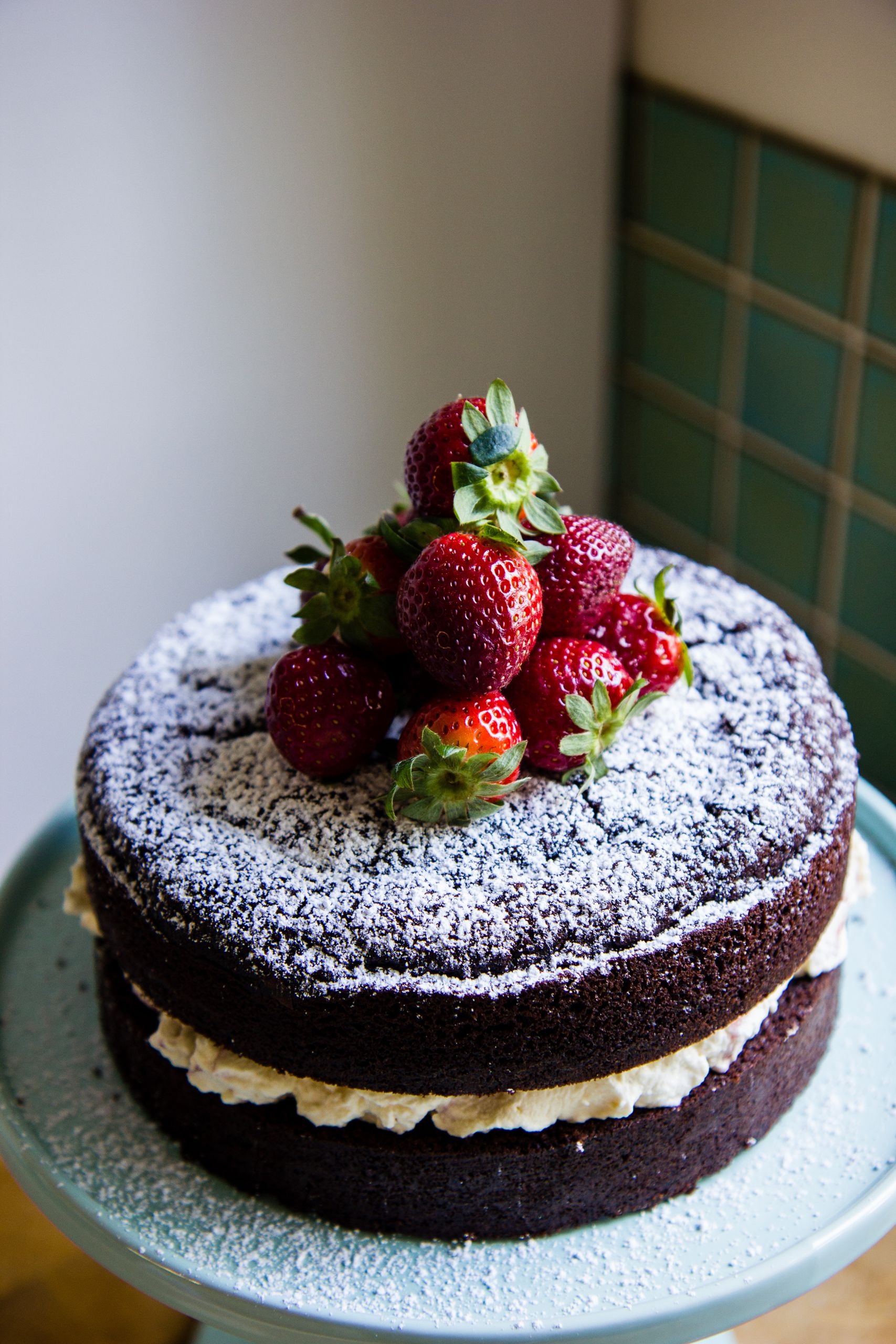 Chocolate Berries Cake
 Chocolate celebration cake with strawberries and cream