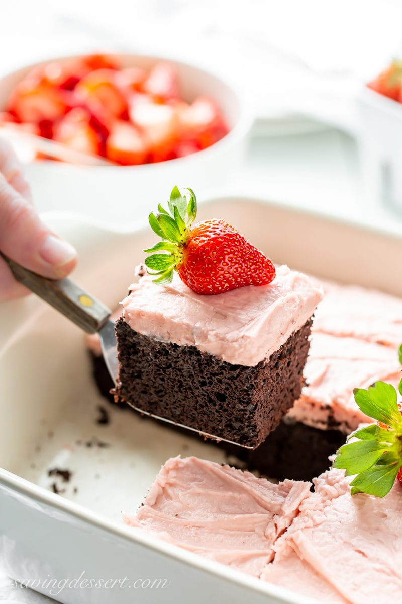 Chocolate Cake With Strawberry Frosting
 Chocolate Sheet Cake with Strawberry Frosting Saving