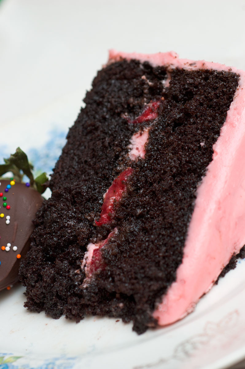Chocolate Cake With Strawberry Frosting
 Sugar & Spice by Celeste Scrumptious Dark Chocolate Cake