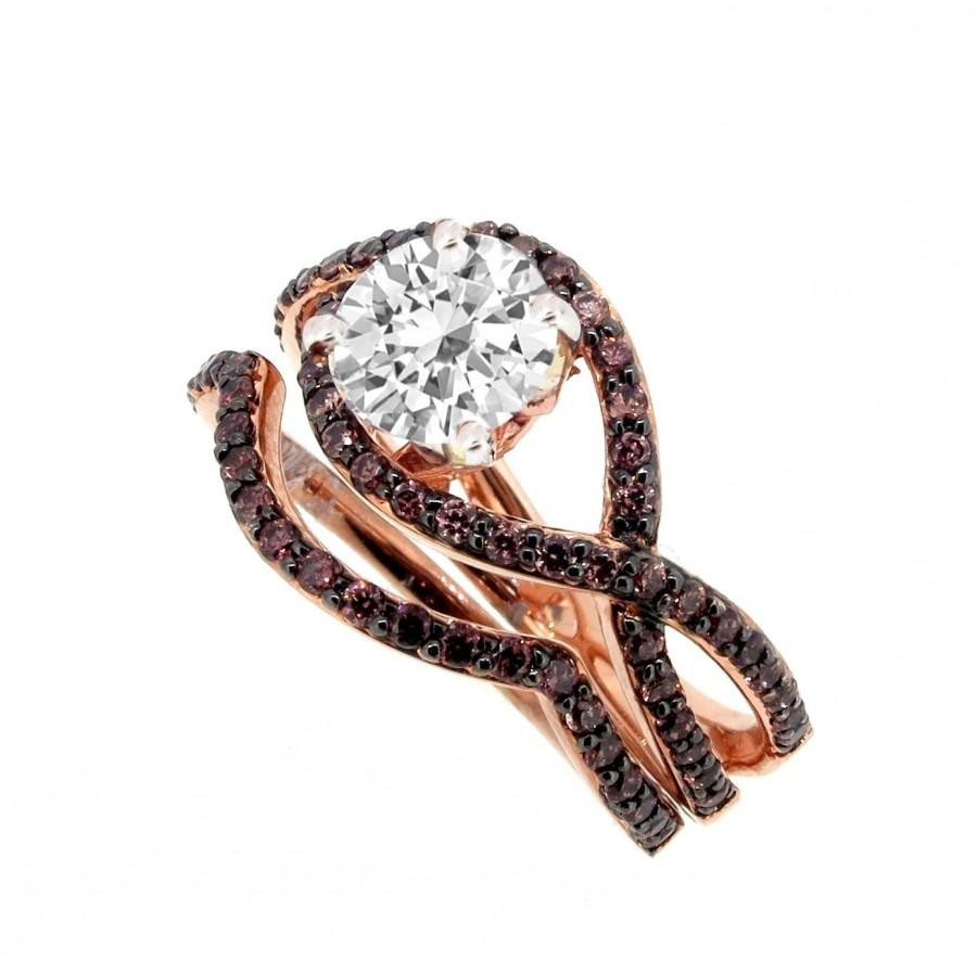 Chocolate Diamond Wedding Ring Sets
 Unique Infinity Engagement And Wedding Ring Set Rose Gold