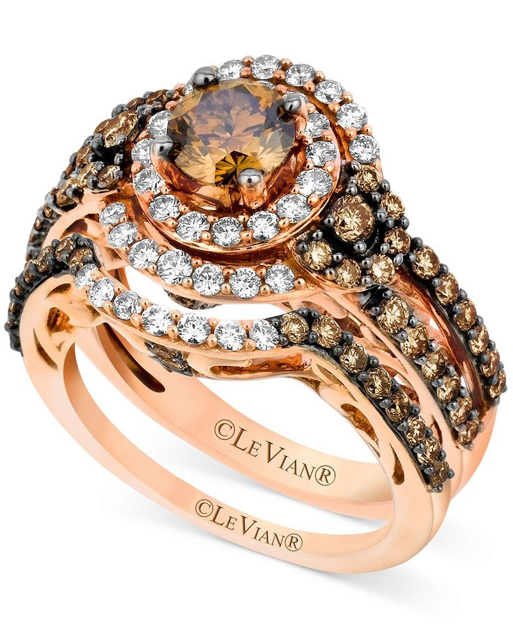 Chocolate Diamond Wedding Ring Sets
 Le Vian 14k Strawberry Gold Bridal Set Chocolate