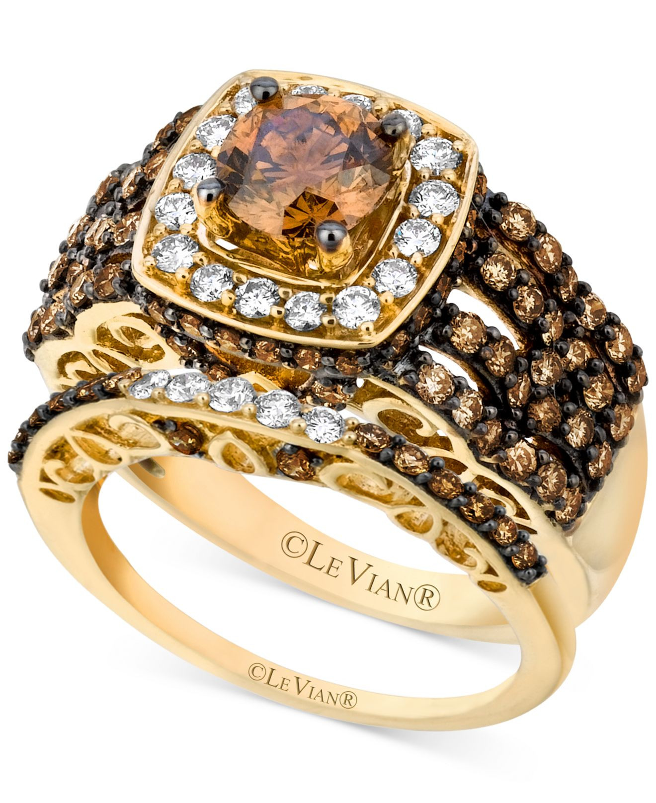 Chocolate Diamond Wedding Ring Sets
 Le vian Chocolate And White Diamond Engagement Ring Set 2