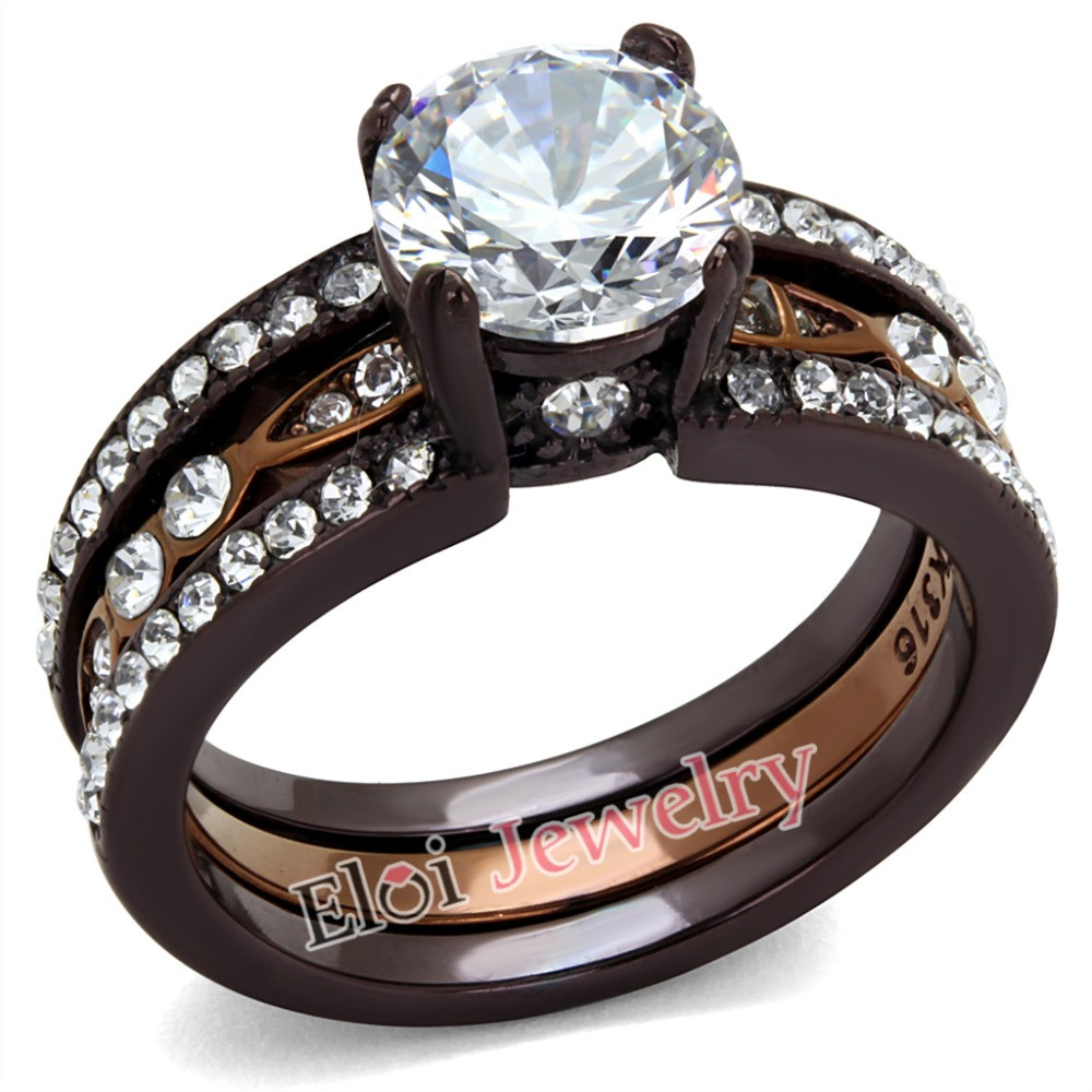 Chocolate Diamond Wedding Ring Sets
 Trendy Women s Wedding 2 75 CT Round Cut CZ Chocolate