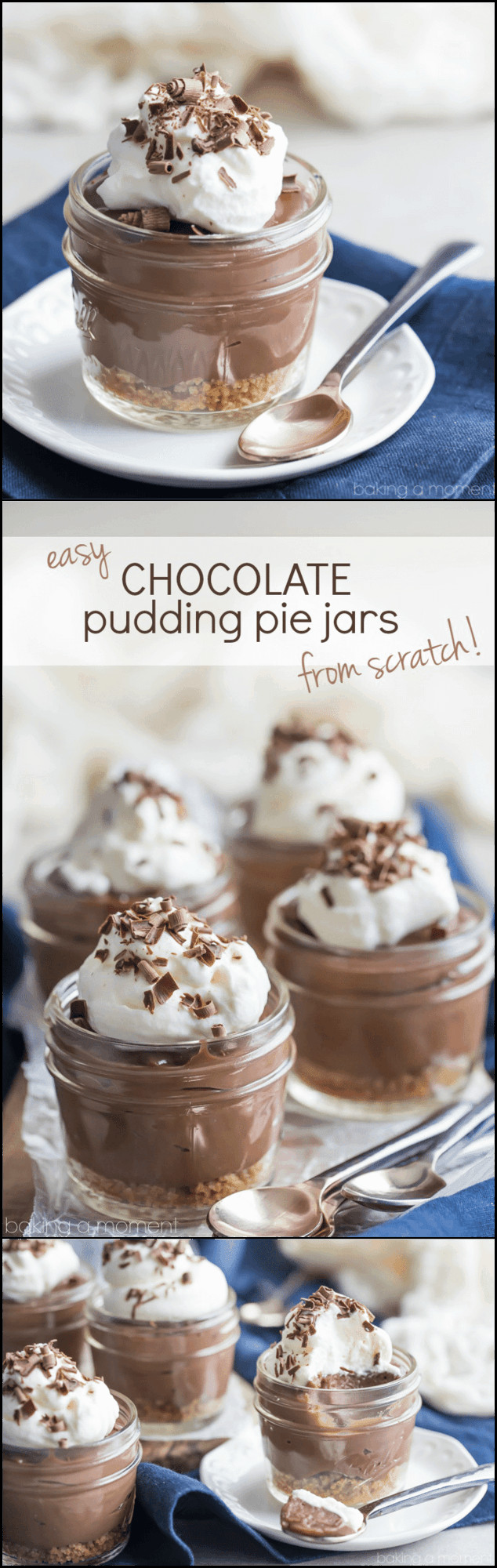 Chocolate Pudding Pie From Scratch
 Easy Chocolate Pudding Pie Jars from Scratch Baking A Moment