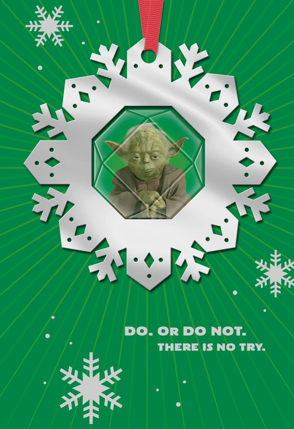 Christmas Birthday Cards
 Star Wars™ Yoda™ Christmas Card With Ornament Greeting