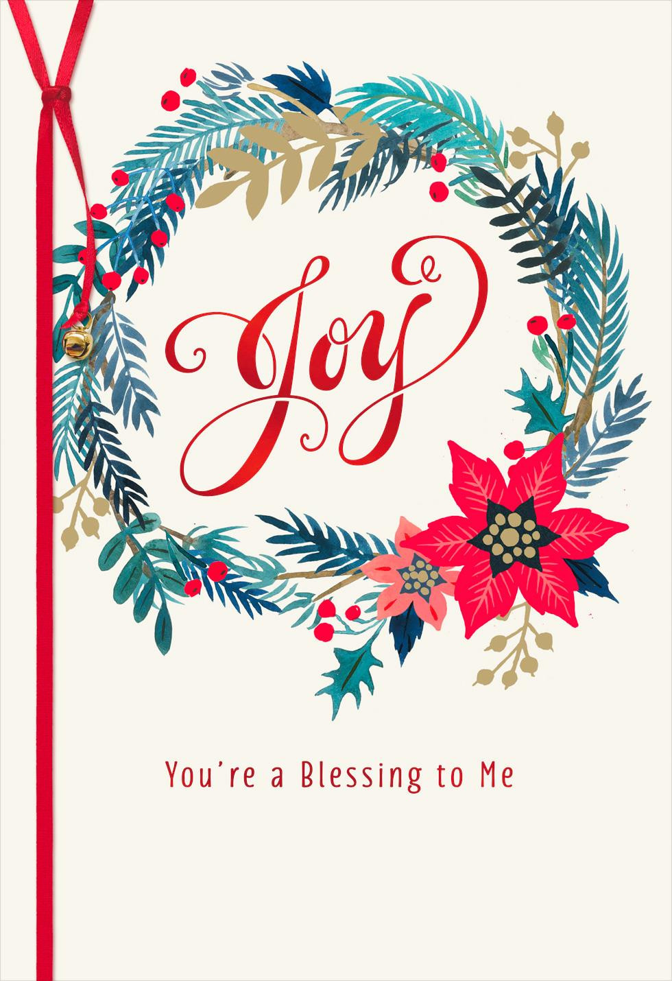 Christmas Birthday Cards
 Joy Wreath Christmas Card Greeting Cards Hallmark