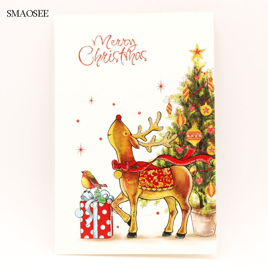 Christmas Birthday Cards
 8PCS Set Cartoon Deer Christmas Greeting Card Kids