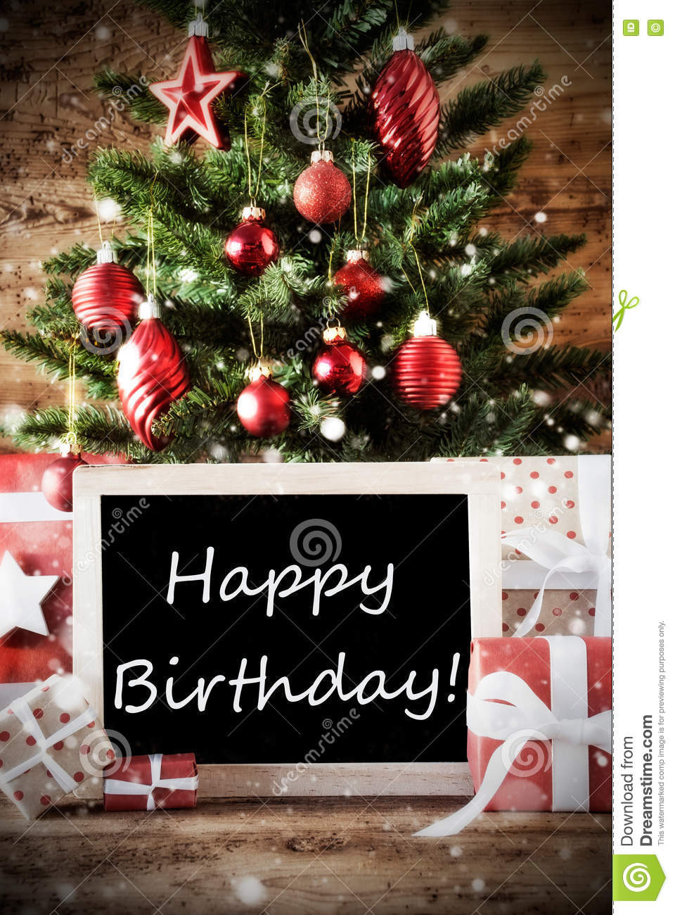 Christmas Birthday Cards
 Christmas Tree With Happy Birthday Stock Image of