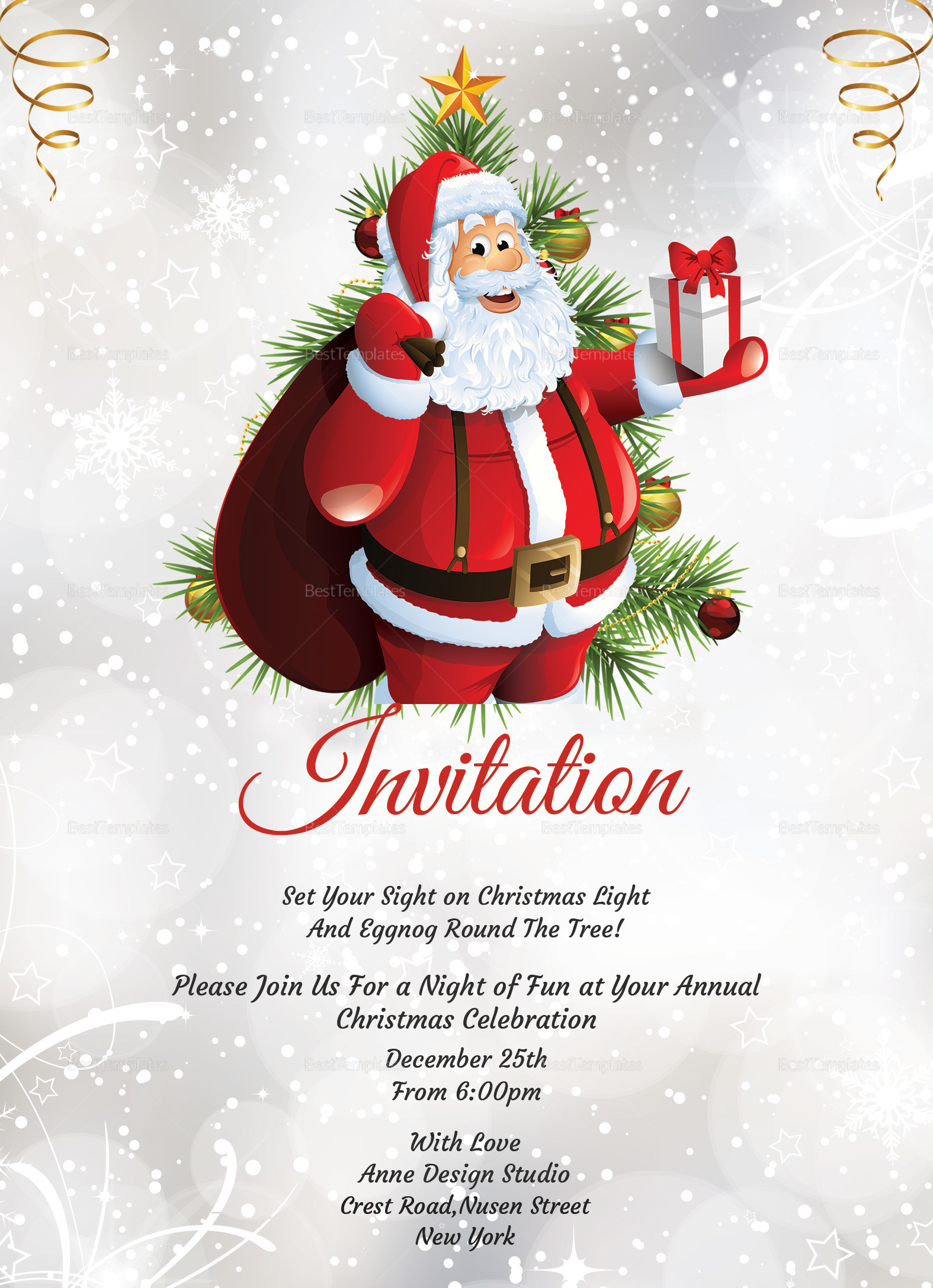 Free Printable Christmas Dinner Party Invitations